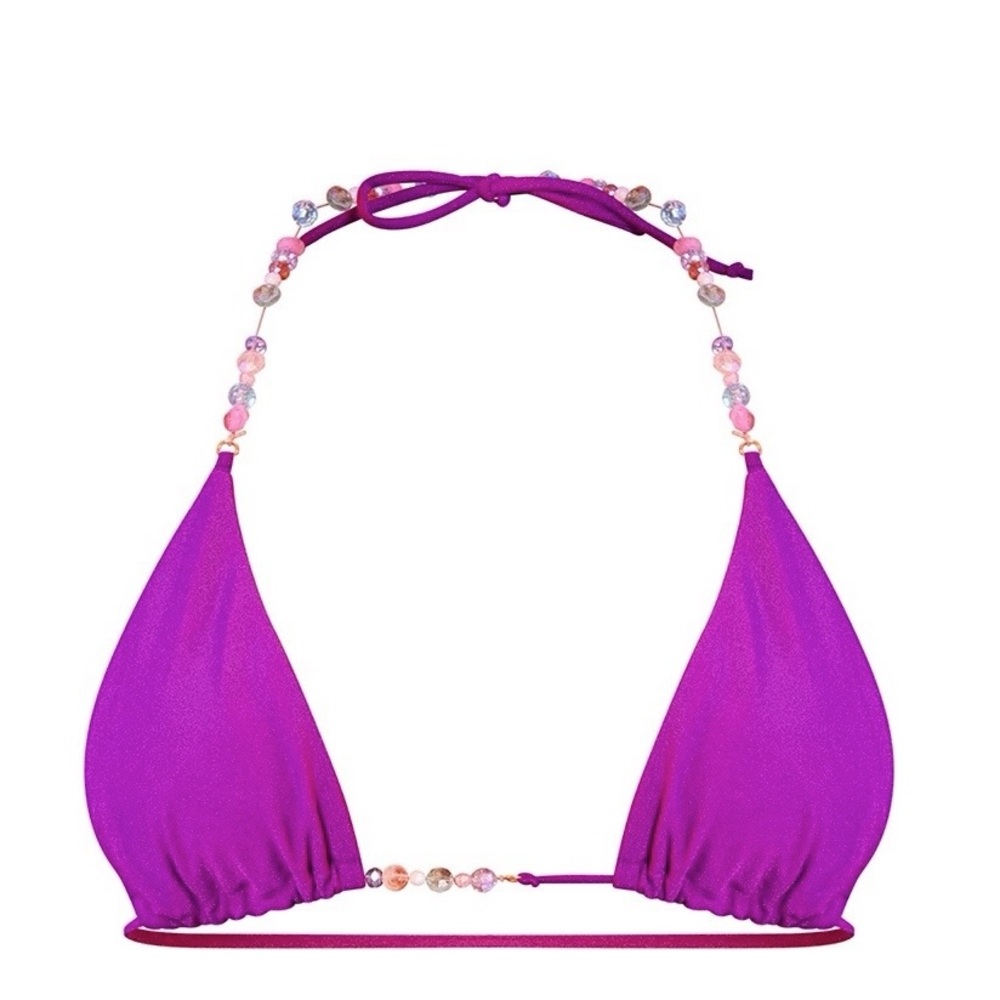 Purple Bead Triangle Bikini Top